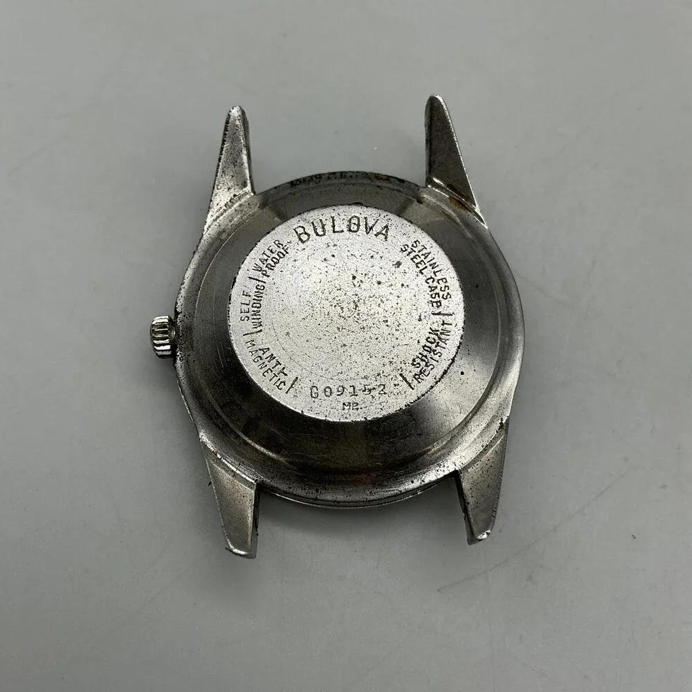 Vintage Bulova 23 Jewels Mens Watch 34mm Silver Tone Automatic 609172 For Parts